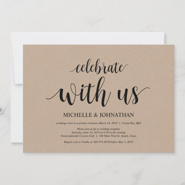 Fira med oss, bröllopsflykt inbjudningar (Framsida)