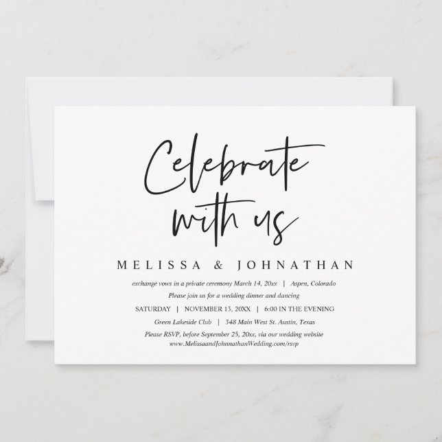 Fira med oss, Bröllopsflyktmiddag Inbjudningar (Framsida)