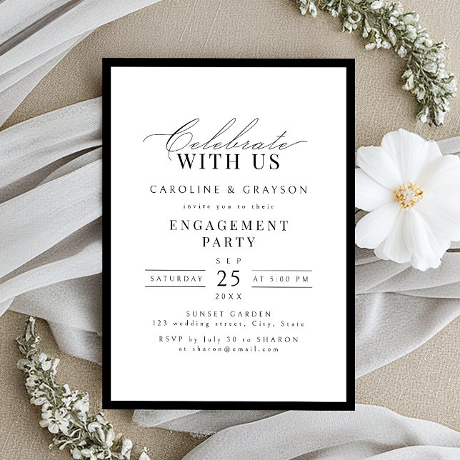 Fira Med Oss! Elegant Typografi Förlovning  Inbjudningar (Celebrate With Us! Graceful Typography Engagement Invitation)