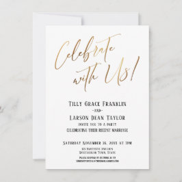 Fira med oss! Guld Elegant Bröllopsfest Inbjudningar
