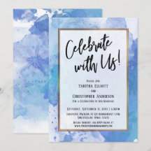 Fira med Oss Guld Kant Abstrakt Blå Stänk