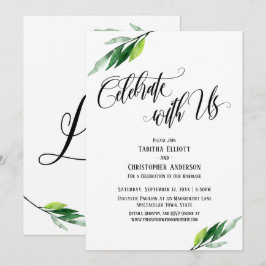 Fira med oss Lyxig skrift och grönska Inbjudningar