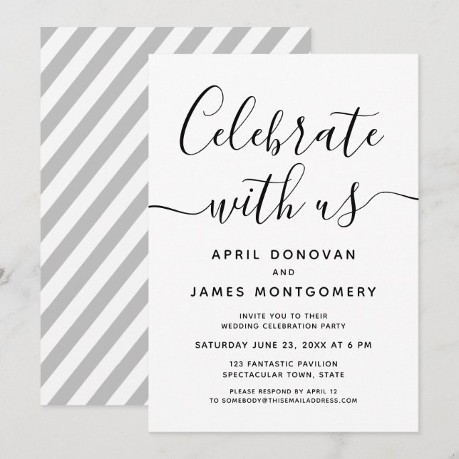 Fira med vår typografi-bröllopsinbjudan inbjudningar (Fram/baksida)