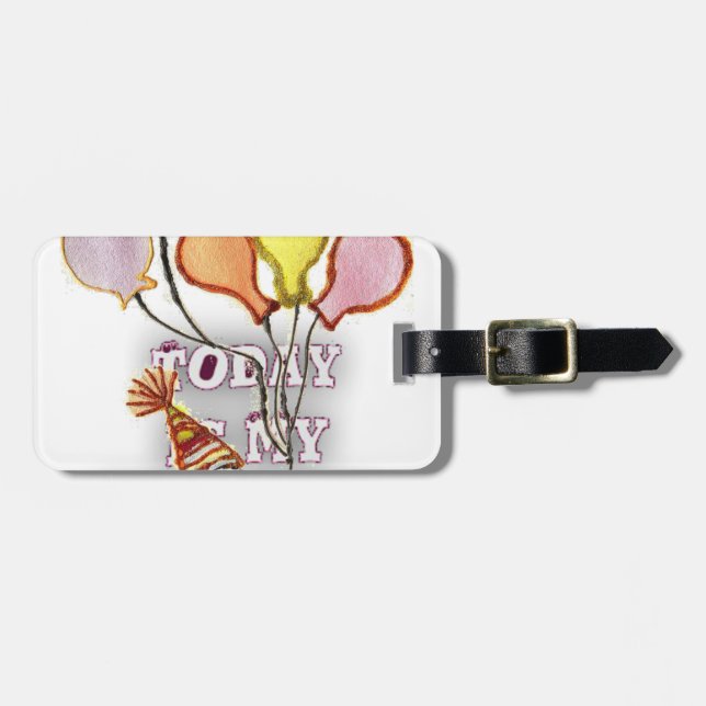 Fira med vår uppspelande födelsedag Hälsning Lyckl Bagagebricka (Horisontell Framsida)