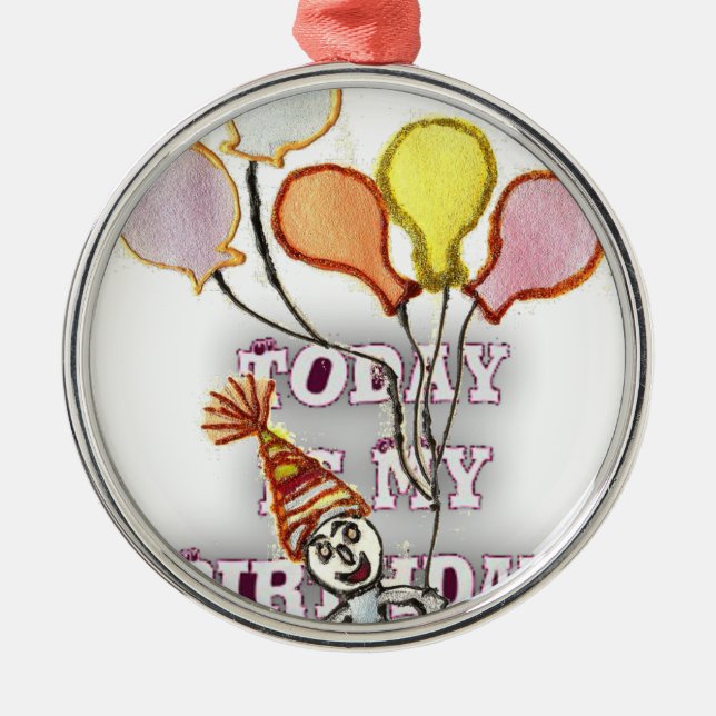 Fira med vår uppspelande födelsedag Hälsning Lyckl Julgransprydnad Metall (Framsidan)