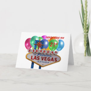 fira min 21st födelsedag i det Las Vegas kortet Kort