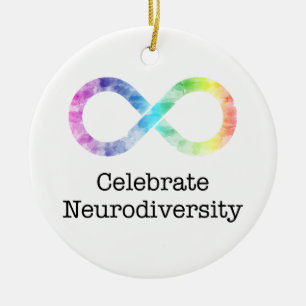 Fira neurodiversitet julgransprydnad keramik