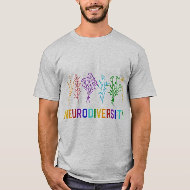 Fira neurodiversitet med denna underbara regnbåge t shirt (Framsida)