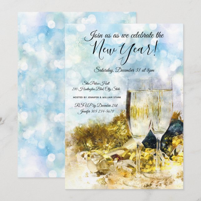 Fira Nyårsafton Party-inbjudan Inbjudningar (Fram/baksida)