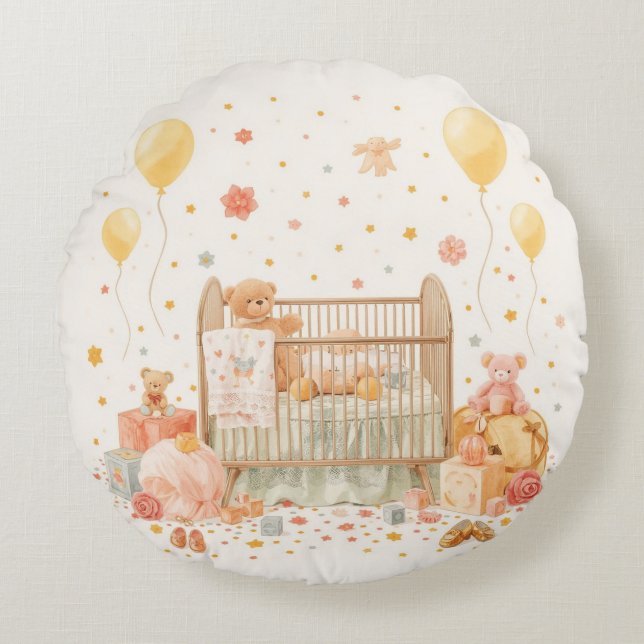 fira nyfödd bebis rund kudde (Framsidan)