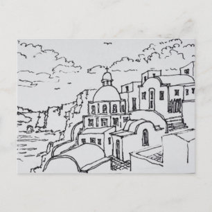 Fira, ön Santorini, Grekland Vykort