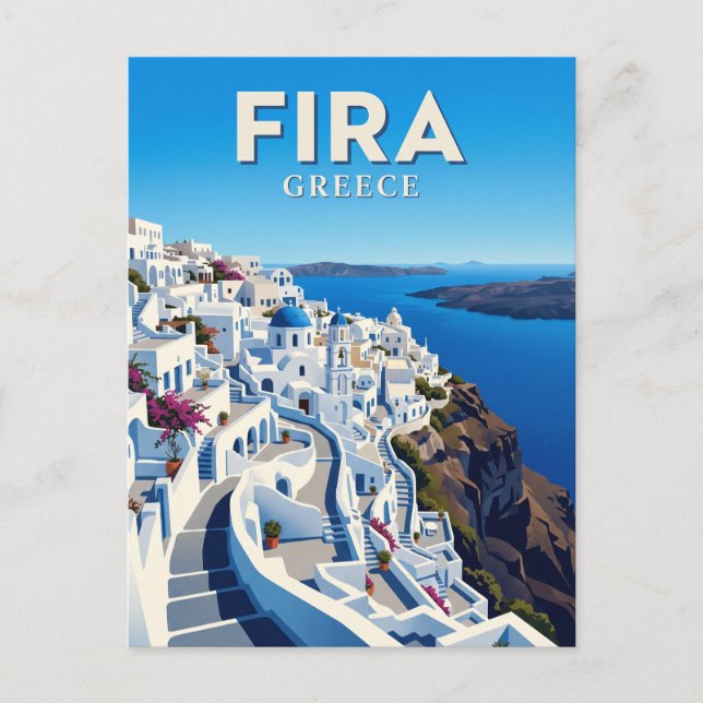 Fira, Santorini Grekland Vykort (Framsida)