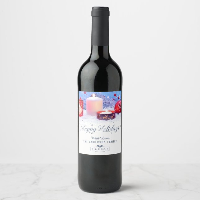 Fira Season fredliga Helgdag Cheers i Lycklig Vinflaska Etikett (Framsida)