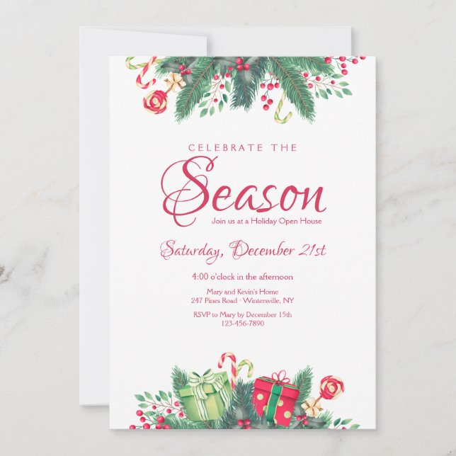 Fira Season Helgdag Open House Inbjudningar (Framsida)