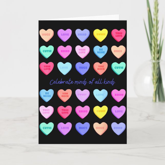 Fira sinnen hos alla möjliga hjärtans godis valent kort (Framsida)