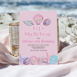 Fira Skal Strand Födelsedag Inbjudningar