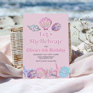 Fira Skal Strand Födelsedag Inbjudningar