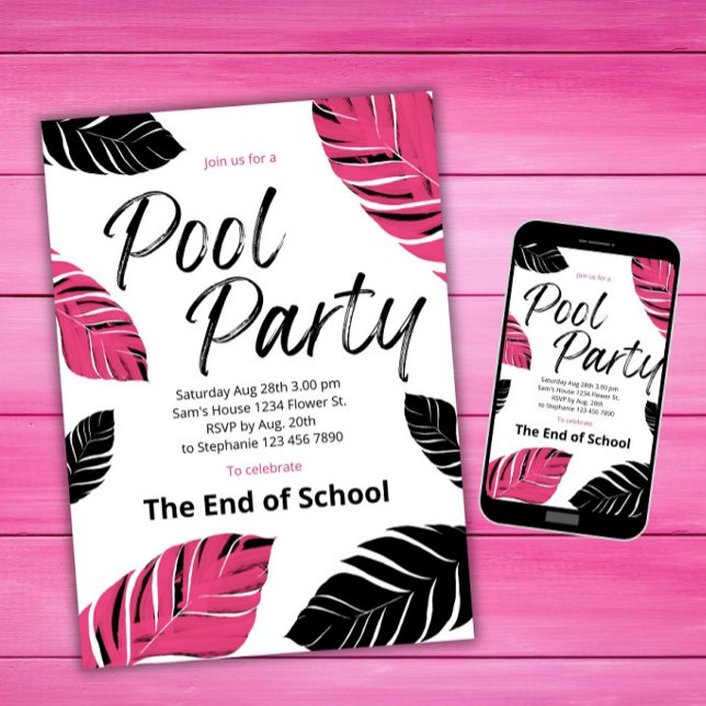Fira skolavslutningens poolparty inbjudningar (Skapare uppladdad)