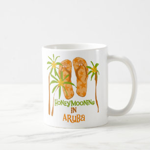 Fira smekmånad i den Aruba muggen Kaffemugg