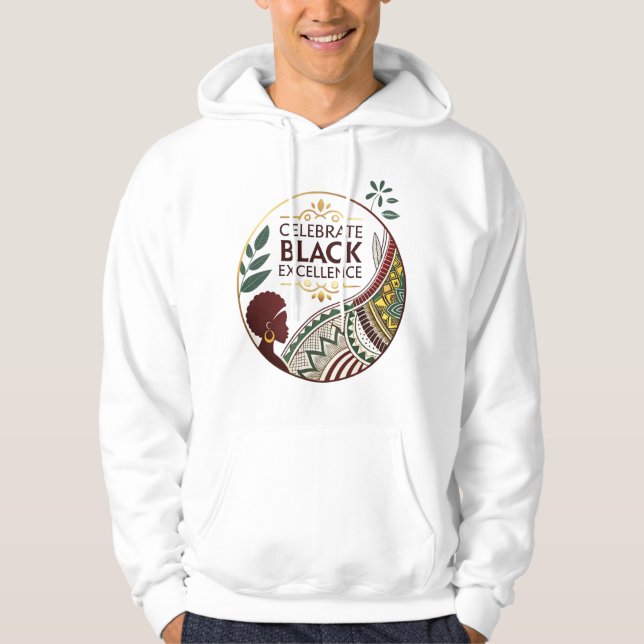 Fira svart excellens – hoodie Guld & Svart  (Framsida)