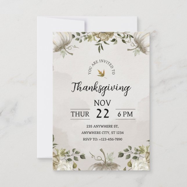 Fira Thanksgiving med vår lantliga middagsinbjudan Inbjudningar (Framsida)
