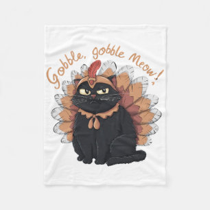 Fira Thanksgiving Rolig Katt Klädd Som Kalkon Fleecefilt