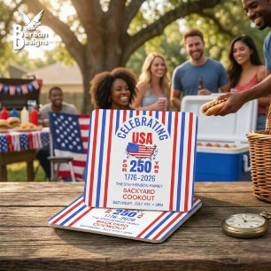 Fira USA 250 år Familj BBQ 4 juli Underlägg Papper Kvadrat