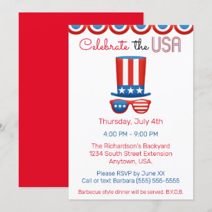 Fira USA 4:e juli BBQ Party Inbjudningar