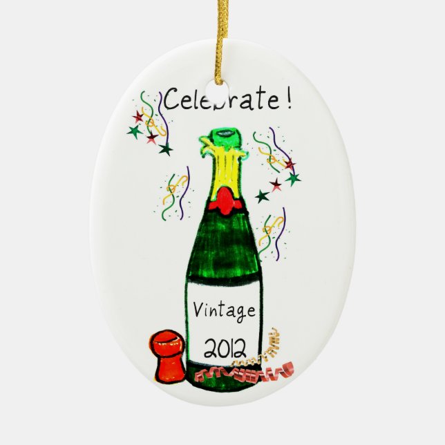 FIRA! VÄNDER OM CHAMPAGNEFLASKATRYCKET 2012 TILL JULGRANSPRYDNAD KERAMIK (Framsidan)