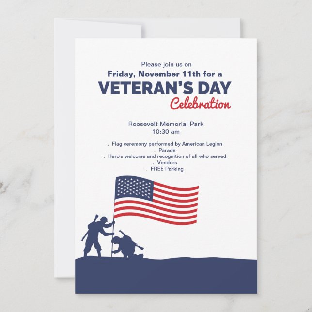 Fira Veterans dag-inbjudan Inbjudningar (Framsida)