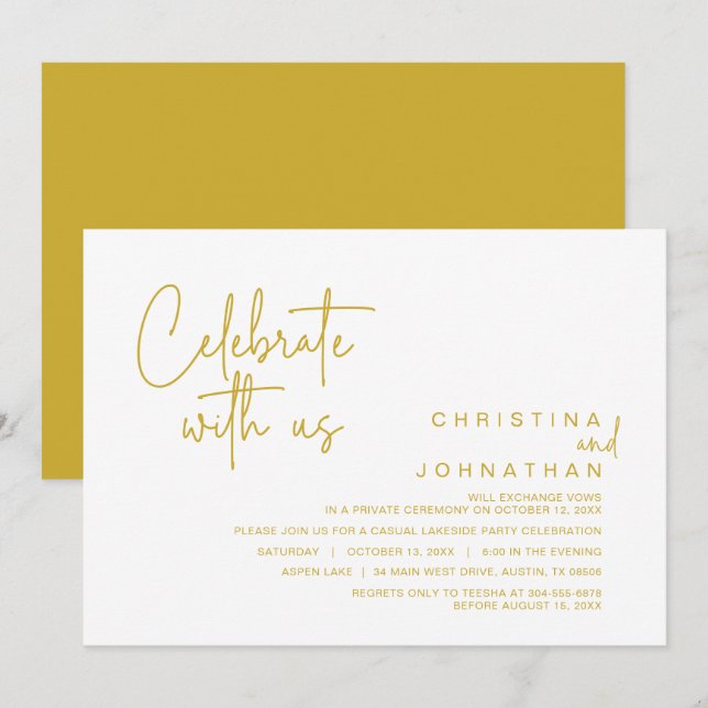 Firade med oss, Efterbröllopsfest  I Inbjudningar (Fram/baksida)