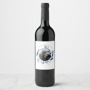 Firande 1:a årsdagen av MARRIED-årsdagen PHOTO Vinflaska Etikett
