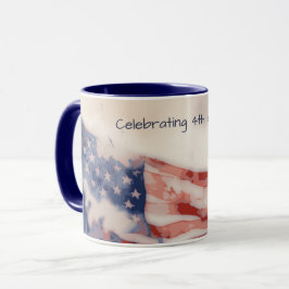 Firande 4 juli - Akvarell USA Flagga  Mugg