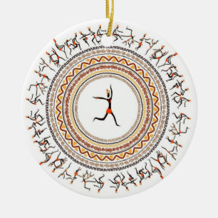 Firande/afrikansk design för Folkdansmotiv Julgransprydnad Keramik