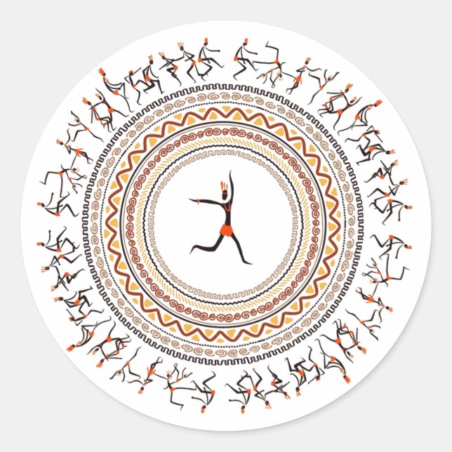 Firande/afrikansk motif Design Runt Klistermärke (Framsida)