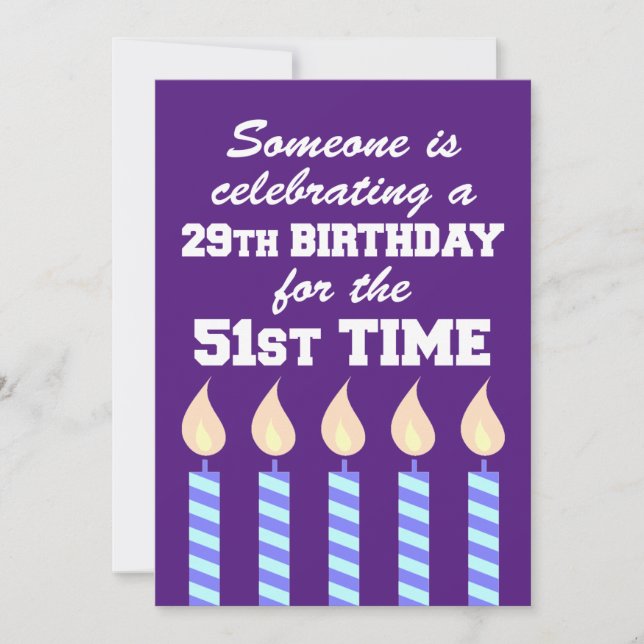 Firande av 29:e födelsedagen 21:a gången 80:e inbjudningar (Framsida)