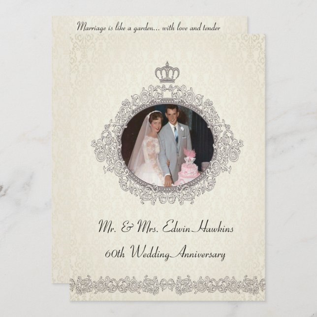 Firande av 60-årsjubileum i viktoriansk stil inbjudningar (Fram/baksida)