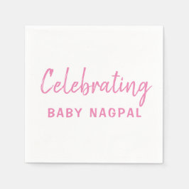 Firande av Baby Rosa & White Cocktail Napkin Pappersservett