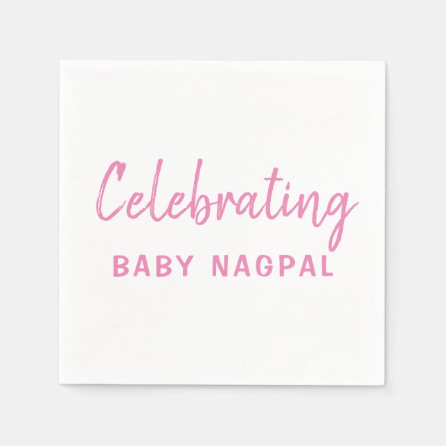 Firande av Baby Rosa & White Cocktail Napkin Pappersservett (Framsidan)