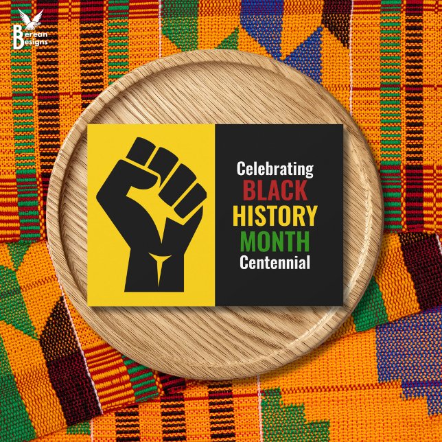 Firande av Black History Month hundraårsjubileum Julkort (Celebrating Black History Month Centennial flat card with black power fist design. Ideal for BHM 100)