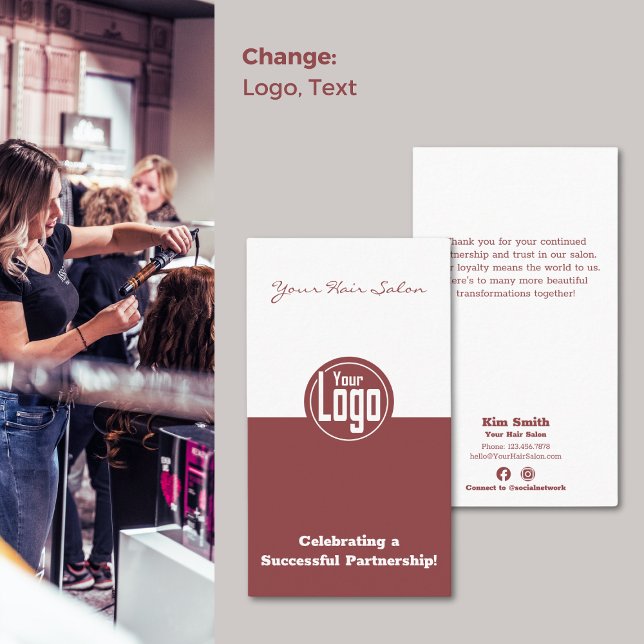 Firande av en Tack för partnerskapsstil Visitkort (Celebrating a Partnership Hair Stylist Thank You Business Card)