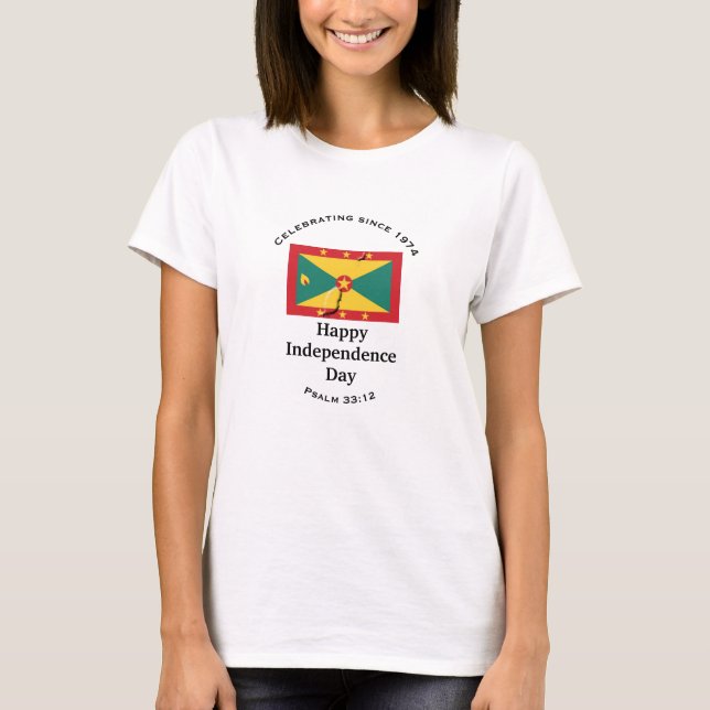 Firande av GRENADA OBEROENDE Flagga WHITE T Shirt (Framsida)