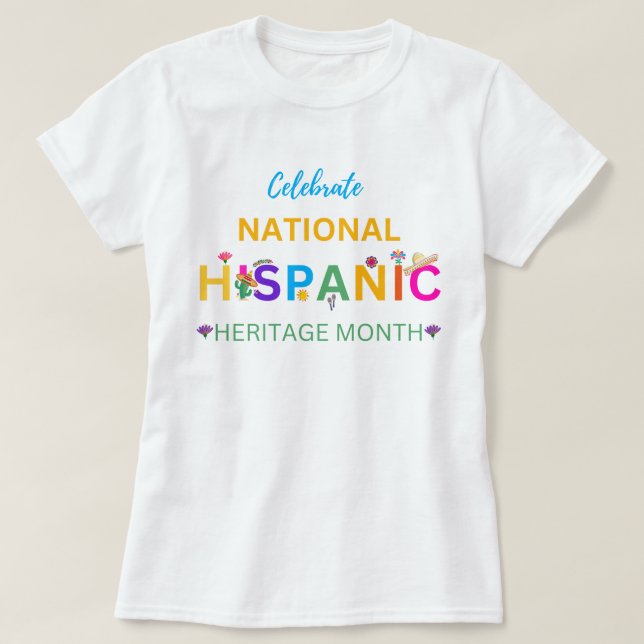 firande av historiska arv månad ,nationell hisp t shirt (Design framsida)