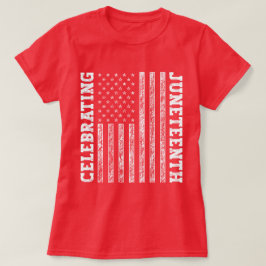 Firande av Junetonde Vintagens amerikanska Flagga T Shirt