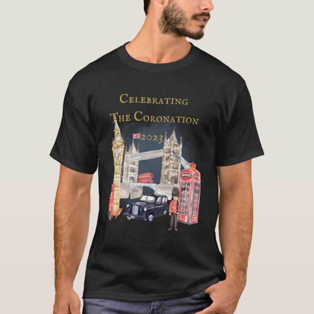 Firande av koronationen 2023 Kung Charles III L T Shirt (Framsida)