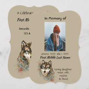 Firande av Life Inbjudan Watercolor Varg Animals