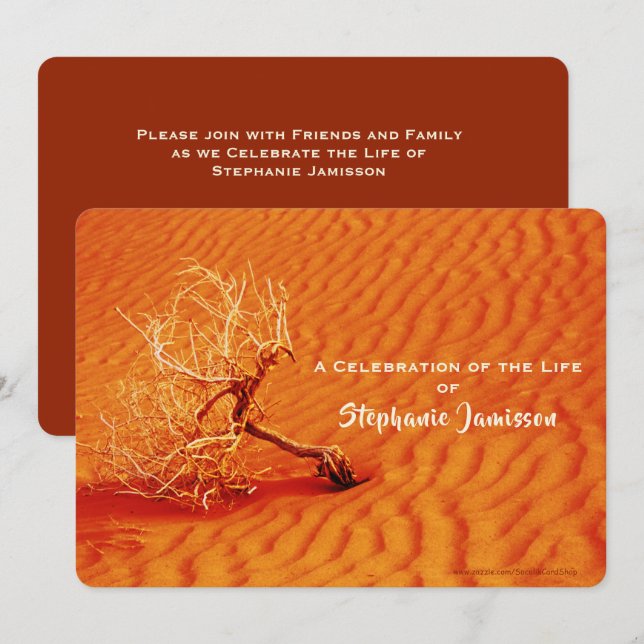 Firande av Life, Lone Träd i Fiery Red Sand Inbjudningar (Fram/baksida)