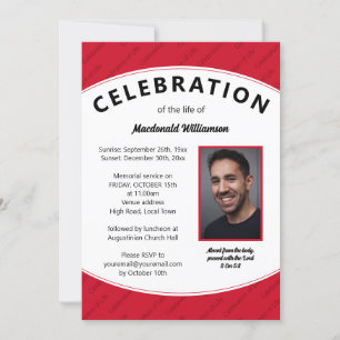 FIRANDE AV LIFE Red Photo Memorial Inbjudningar