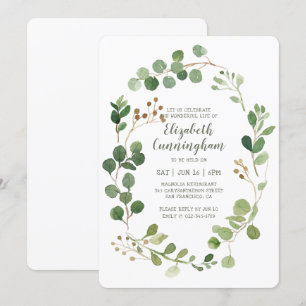 Firande av Life Watercolor Greenery Foliage Inbjudningar