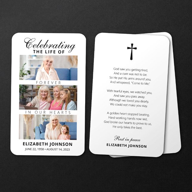 Firande av livets begravningskort 3 fotokort visitkort (Skapare uppladdad)